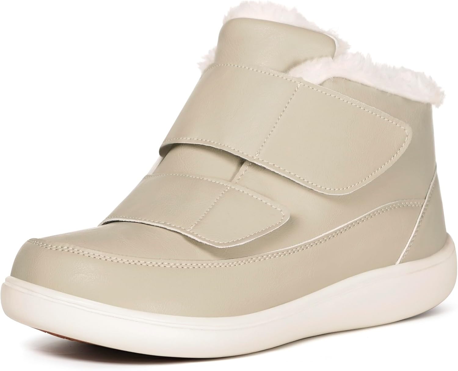 Hsyooes Diabetic Boots for Women Wide Width Winter Snow Boots Warm Fur Lining Water Resistant Anti-slip Snow Shoes Comfortable Adjustable Straps Winter Shoes for Swollen Feet