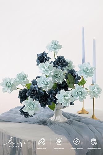 Miniatura 2 de Ling's Moment Flores artificiales para decoración de boda, centros de mesa, ramos de flores artificiales para decoración de boda, 25 unidades,