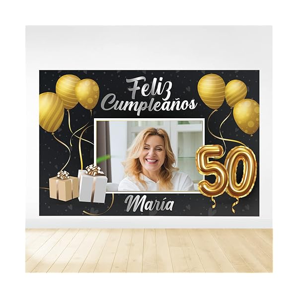 Photocall cumpleaños Personalizado | Nombre y Edad Personalizado | Photocall Elegante Impreso en Lona | Photocall para…