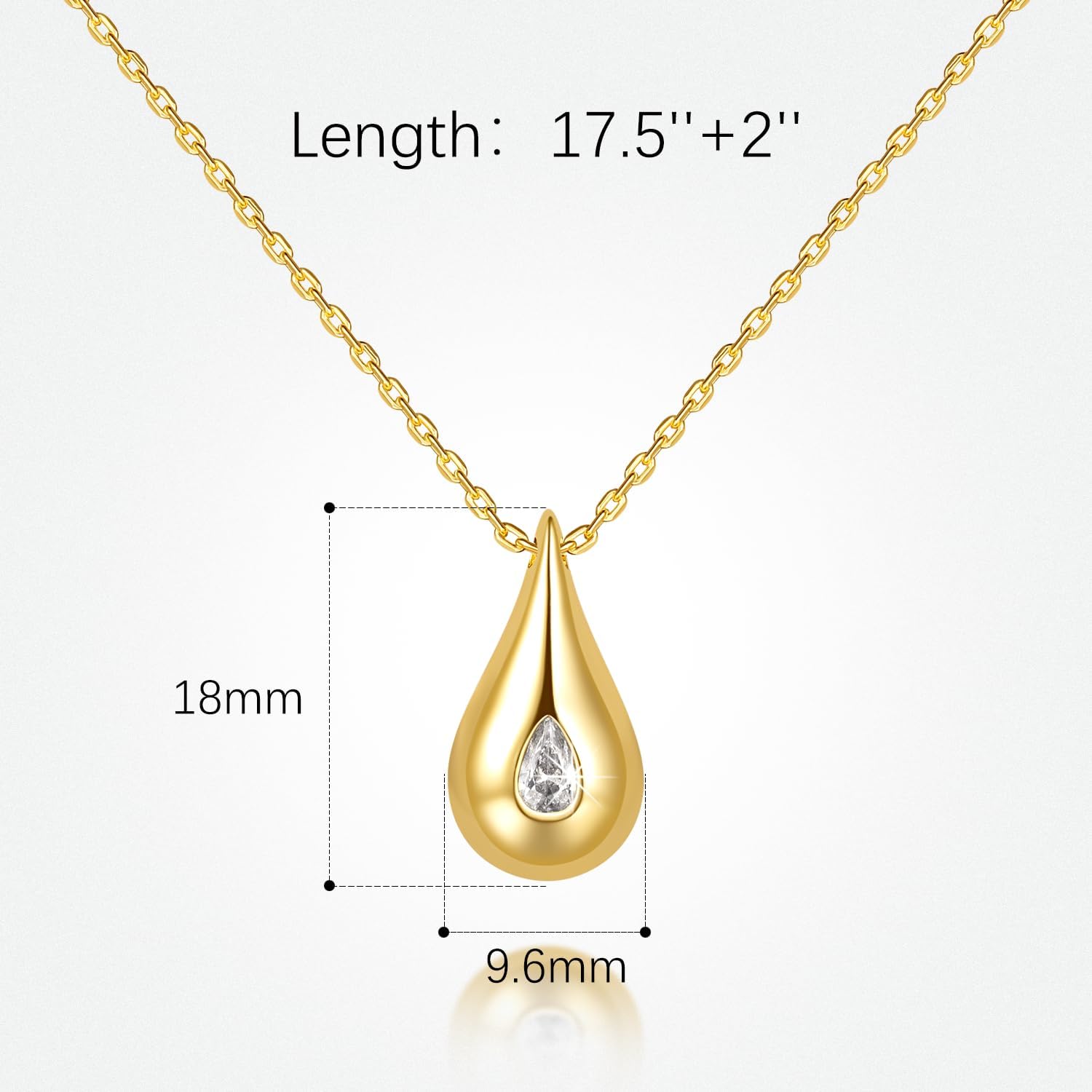 Gold Necklace for Women 14K Gold Necklaces for Women Pendants Necklaces for Womens Trendy with Cubic Zirconia Delicacy and Grace Everyday Simple Teardrop Necklace for Womens - Image 6