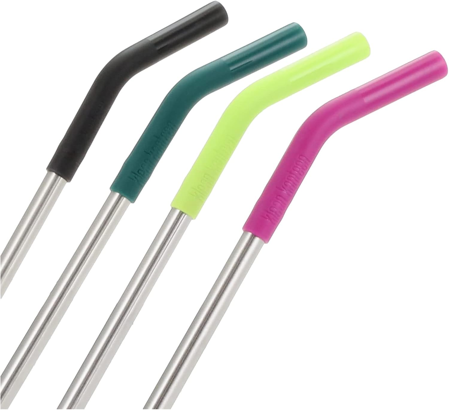 Klean Kanteen Straw 4-pack, Stainless Steel with Safe, Removable Silicone Tips - 8mm Diameter - Multi-Color, One Size (1005789)