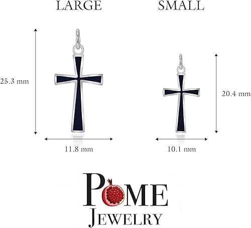 Miniatura 5 de Collar con colgante de cruz en plata de ley, esmalte rojo, azul o negro, fabricado en Estados Unidos