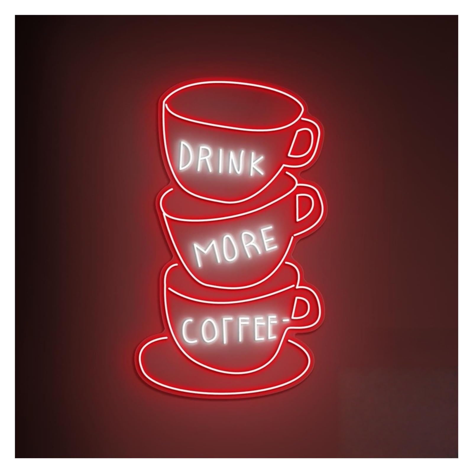 Hanging Art Neon Signs Drink More Coffee Neon Sign, Suitable For Cafe Shop Decor With Brightness Adjustable 56cm