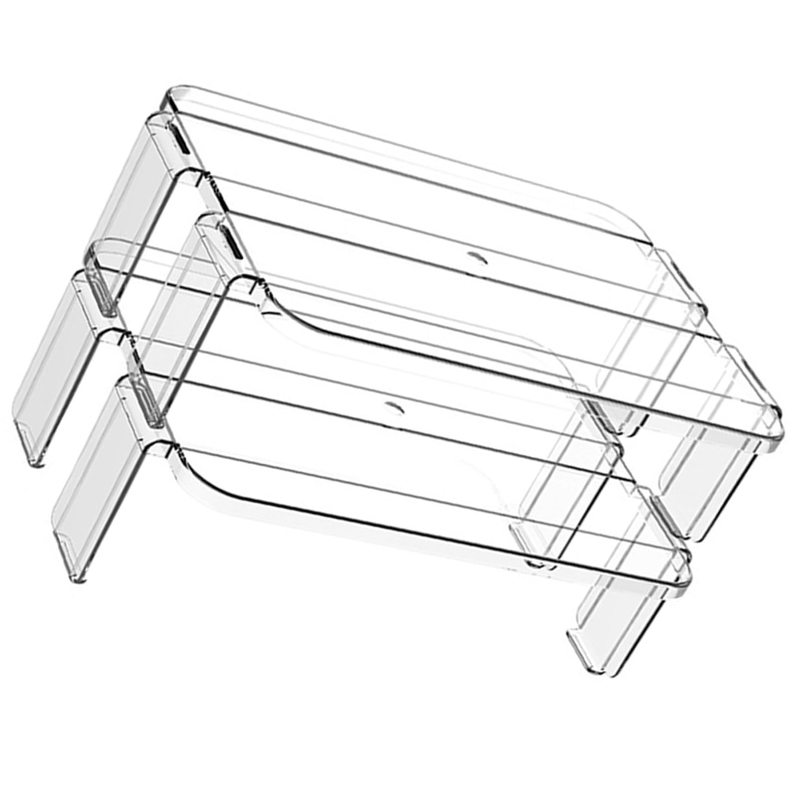 2 pezzi Scaffale Frigorifero Trasparente Supporto Impilabile per Organizzazione Cucina e Frigo Porta Spezie e Accessori Materiale Sicuro e Resistente