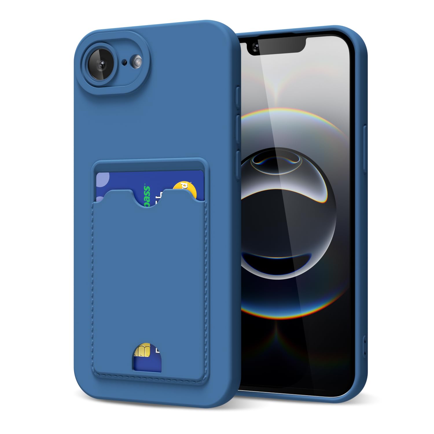 oakxco for iPhone 17e 16e Case with Card Holder, Cute Silicone Wallet Phone Case with Credit Card Slot, Soft Rubber Thin Slim Purse for Women Men with