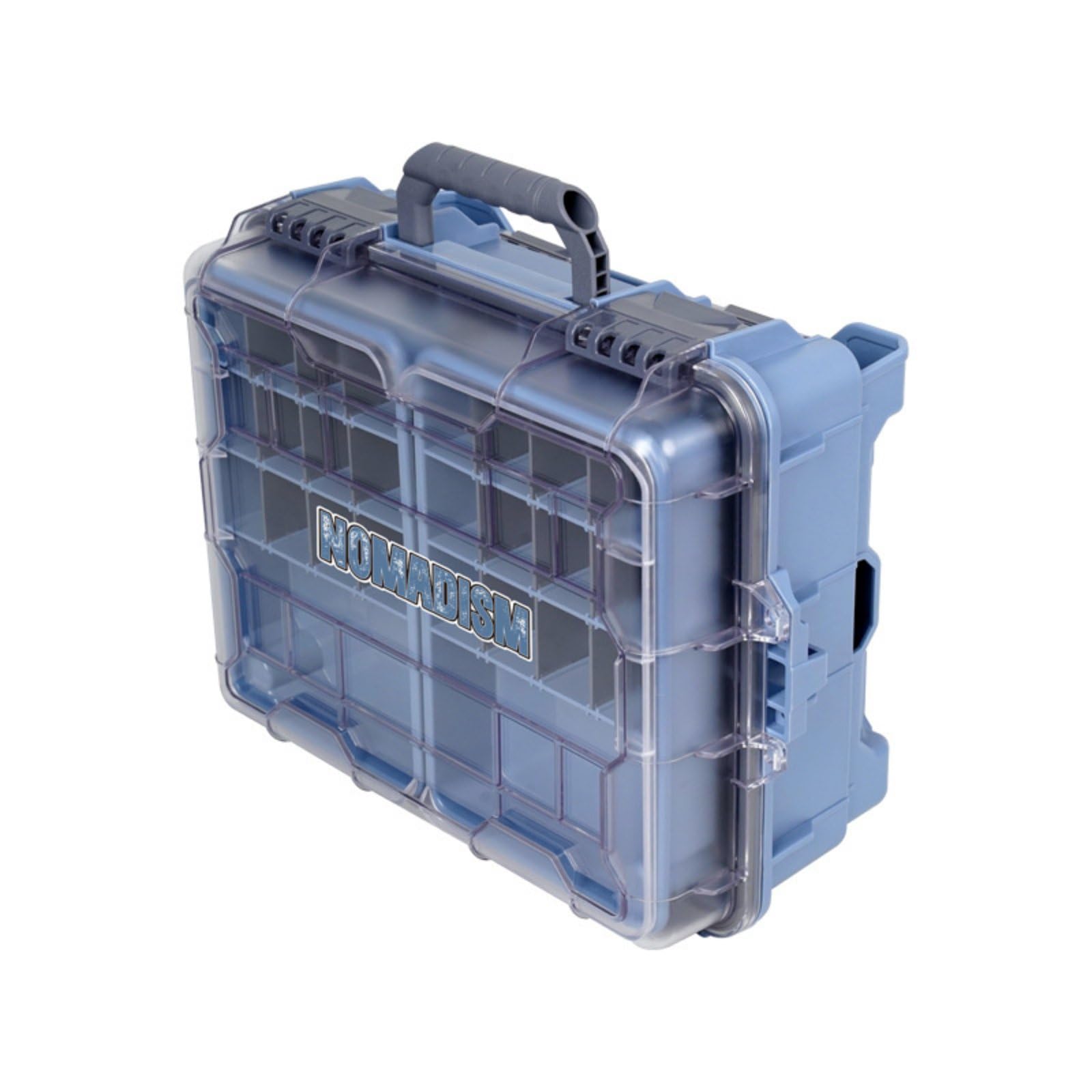 MERIGLARE Angelkoffer wasserdichte Angeltasche Zubehörbox mit Fächern Robustes Hartschale Gehäuse aus Und PP Ordnung für Köder Haken für Seeufer Reisen Wochenendausflüge, Array, Blau