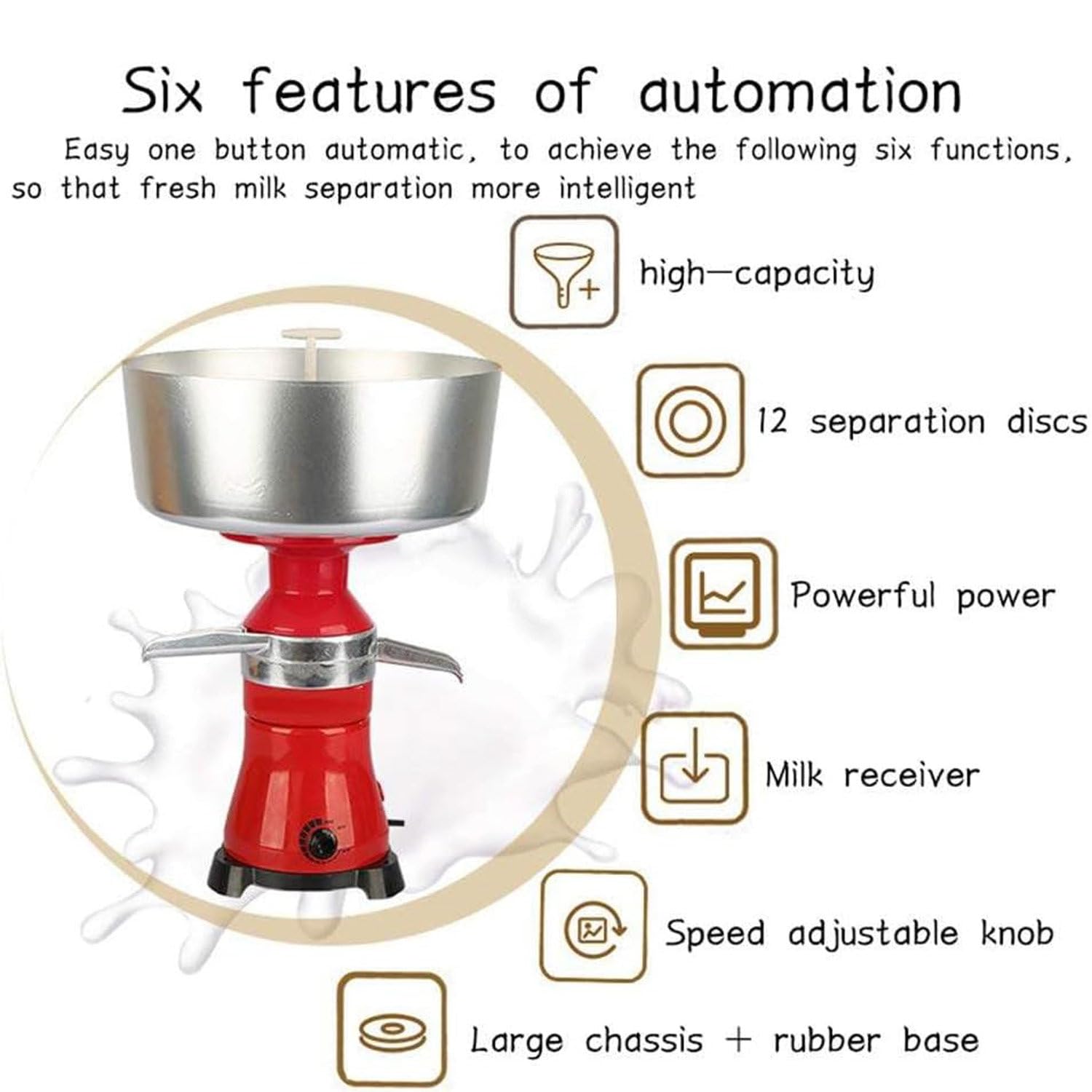 Separatore di latte elettrico, centrifuga per latte fresco, capacità 80 l/h con ciotola da 12 l, separatore di crema efficiente per la lavorazione dei prodotti lattiero-caseari