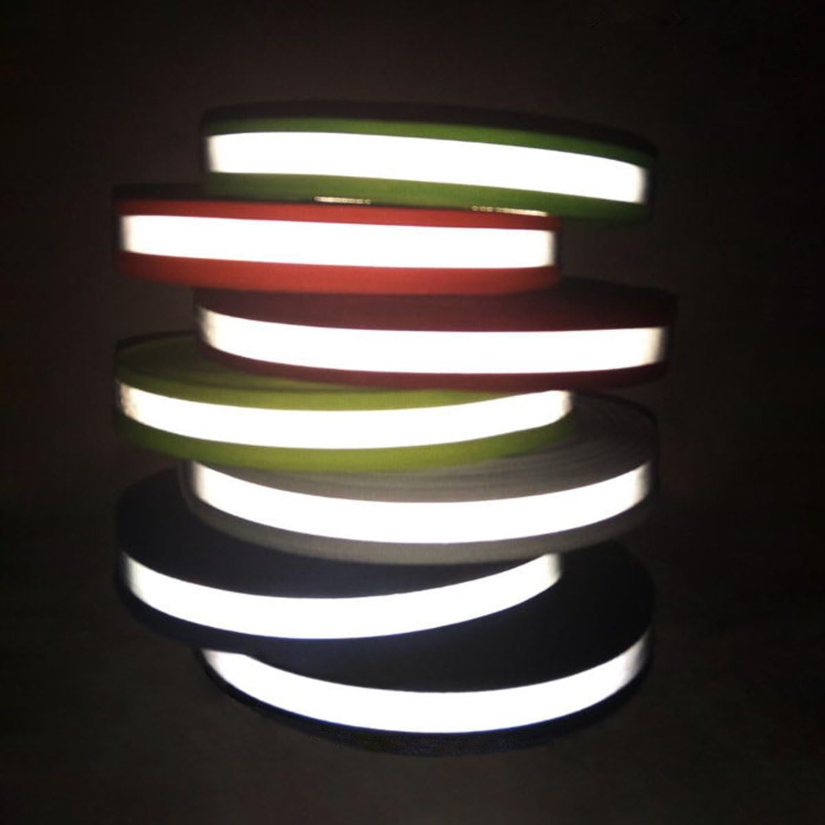 High Visibility Reflective Tape Strip, Fabric Florescent Reflective Safety Tape Sew-on Warning Safety Trim… (0.98in0.39in, Black)