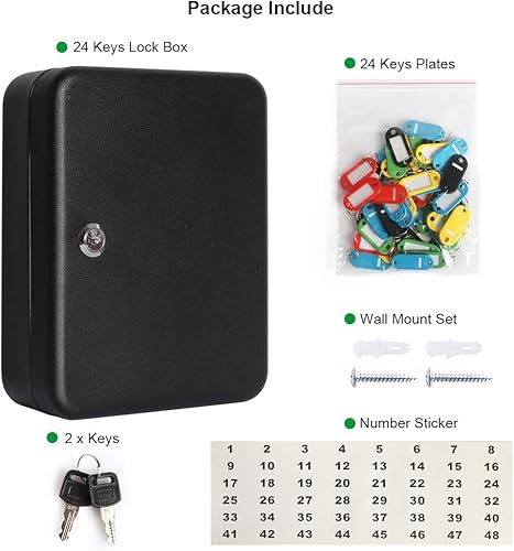 Vista 30 de Jssmst Caja de almacenamiento de llaves de montaje en pared con código, seguridad de armario de llaves de bloqueo, 48 ganchos para llaves y 48