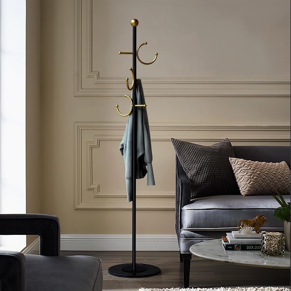Amazon.com: BUZUYE Coat rack,Coat rack freestanding with gold hooks ...
