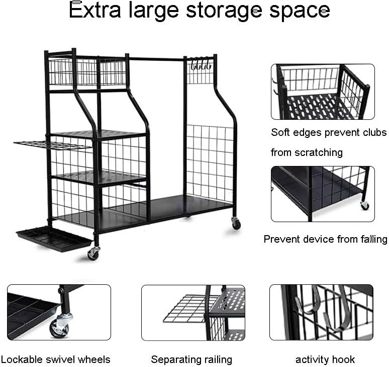 Golf Bag Storage Garage Organizer, Golf Bag Storage Stand and Other Golfing Rack Extra Storage Rack for Golf Clubs, for Garage, Basement (Size : 95.5x40.6x93.6cm)