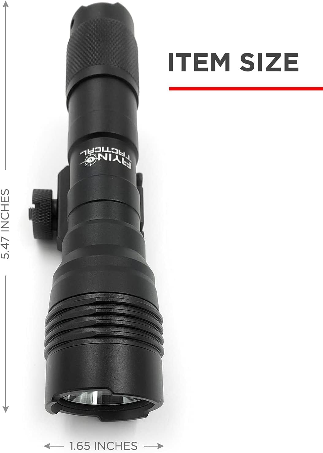 AYIN 1200 Lumen Rechargeable Rail Mounted Tactical Flashlight Bright White with Adjustable Light Modes, Quick Tap Remote Switch and Mounting Hardware