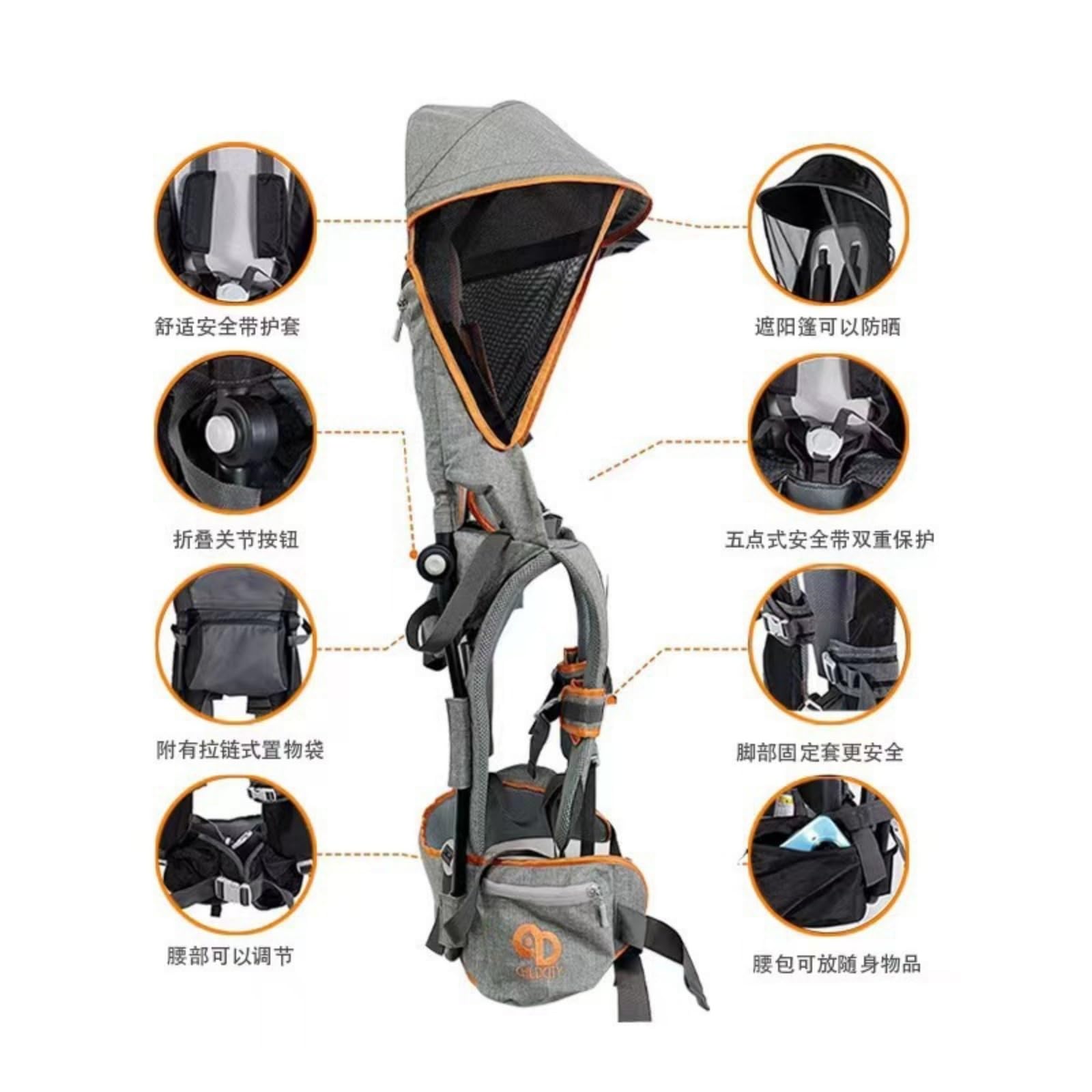 Ultraleichter Baby-Trage-Rucksack | Ergonomische 360°-Unterstützung 6 Monate-3 Jahre (18kg) mit Sonnendach & Klapprahmen - Ideal für Wandern/Flugreisen Blau