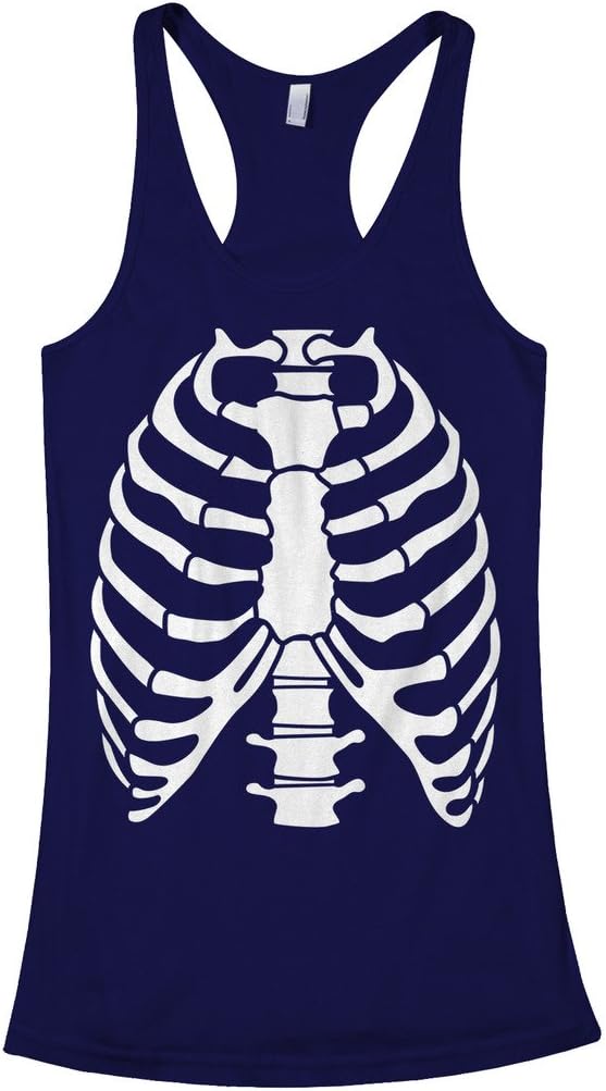 Threadrock Women's Skeleton Rib Cage Halloween Costume Racerback Tank Top