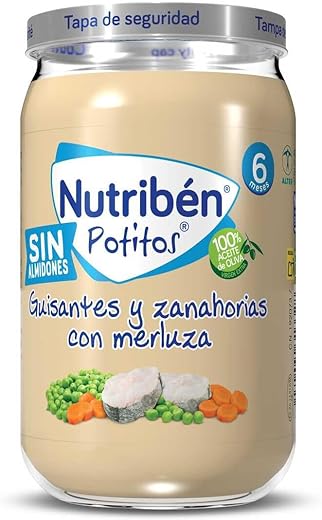 Nutribén Potito Suprema De Merluza, Guisantes Y Zanahorias Sin Gluten, 235g