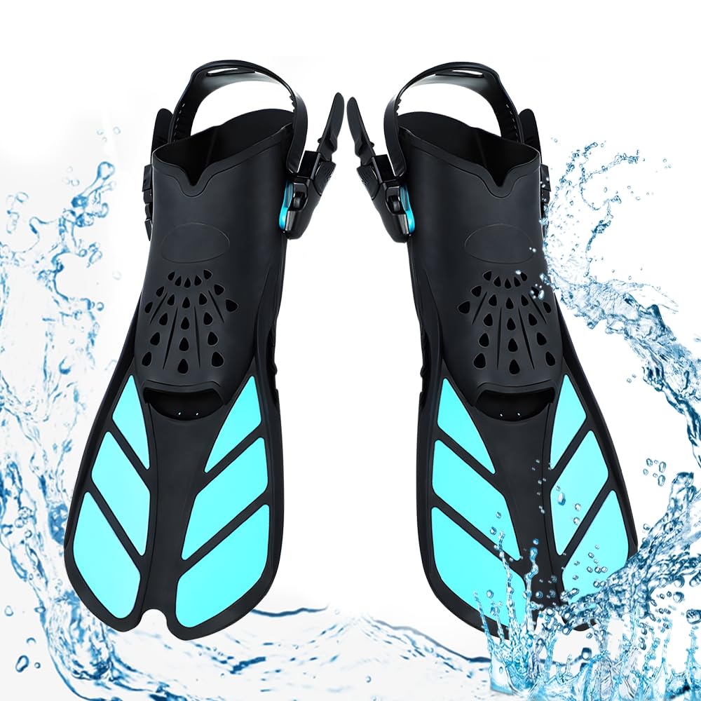 BNGXR Snorkel fins, adjustable adult travel size swimming fins, unisex diving fins, adjustable swimming fins, snorkelling fins, snorkelling