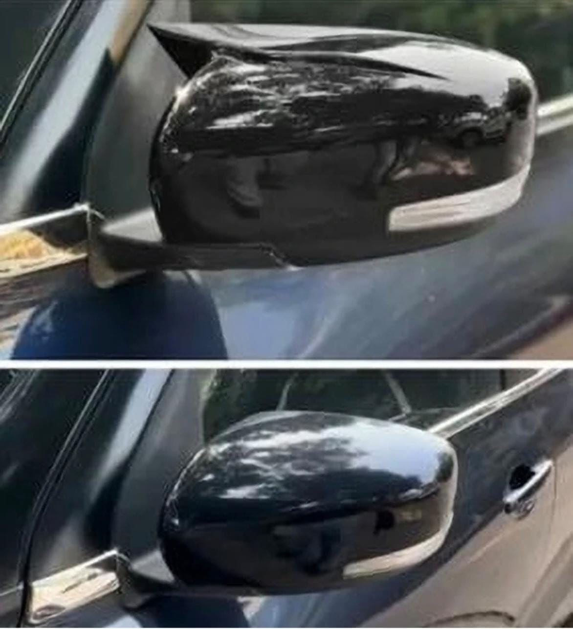 Automoto Batman Style Car Side Mirror Covers Compatible for City 2014 to 2017 Glossy Black ABS Material, Rearview Wing Mirrors with Adhesive Installation, Set of 2 LH & RH