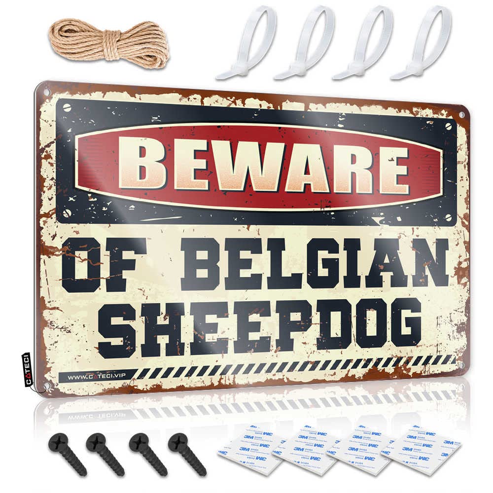 Fzfn Colour Cool Wall Art Funny Room Decor Campers Farmhouse Haves Beware Of Belgian Sheepdog - Easy To Hang Art(30X40cm)