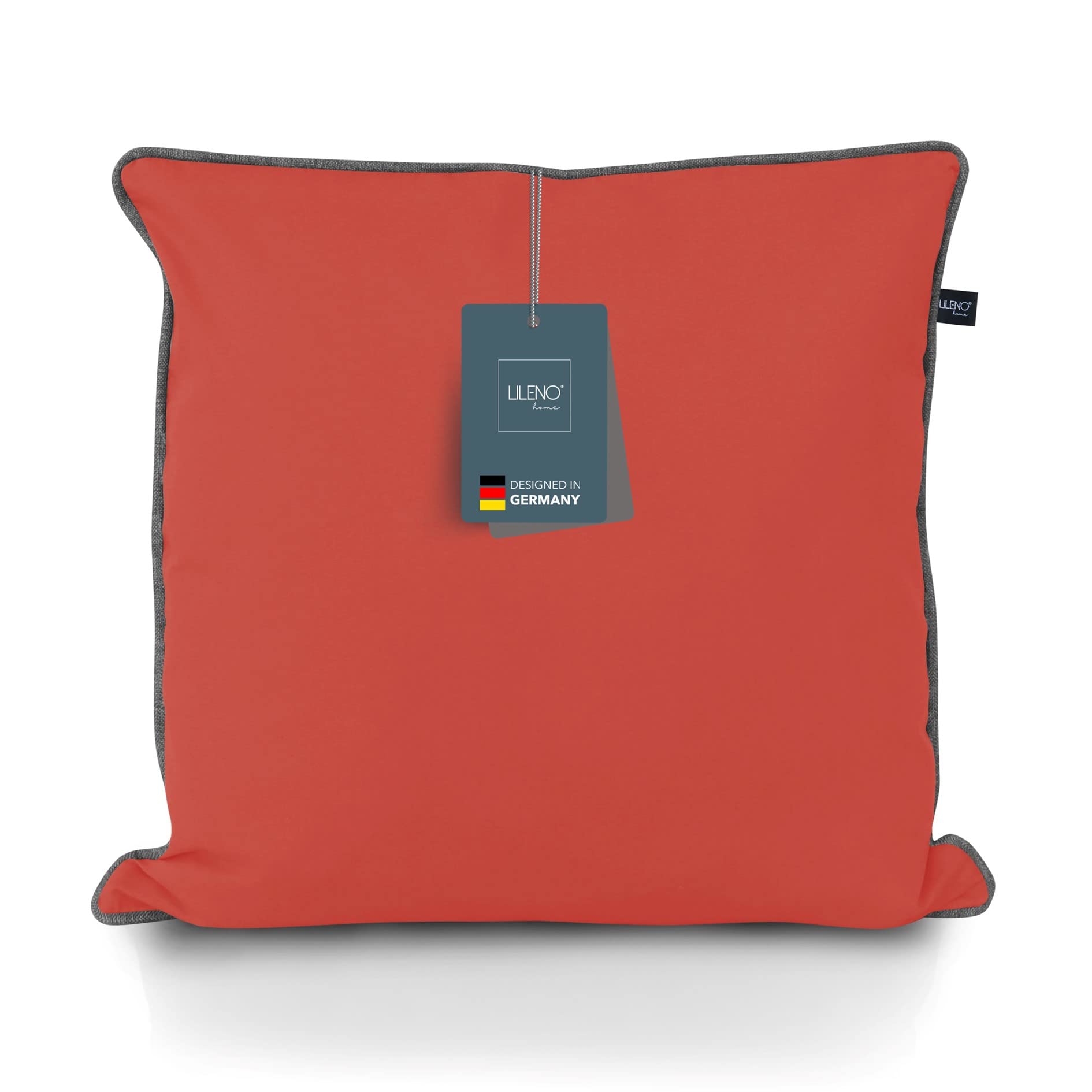 LILENO HOME Set di 2 federe 60 x 60 cm [Marsalla + bordo grigio] Federa super morbida [senza cuscino di riempimento] - Federa per cuscino con cerniera per cuscino interno ed esterno - Capris