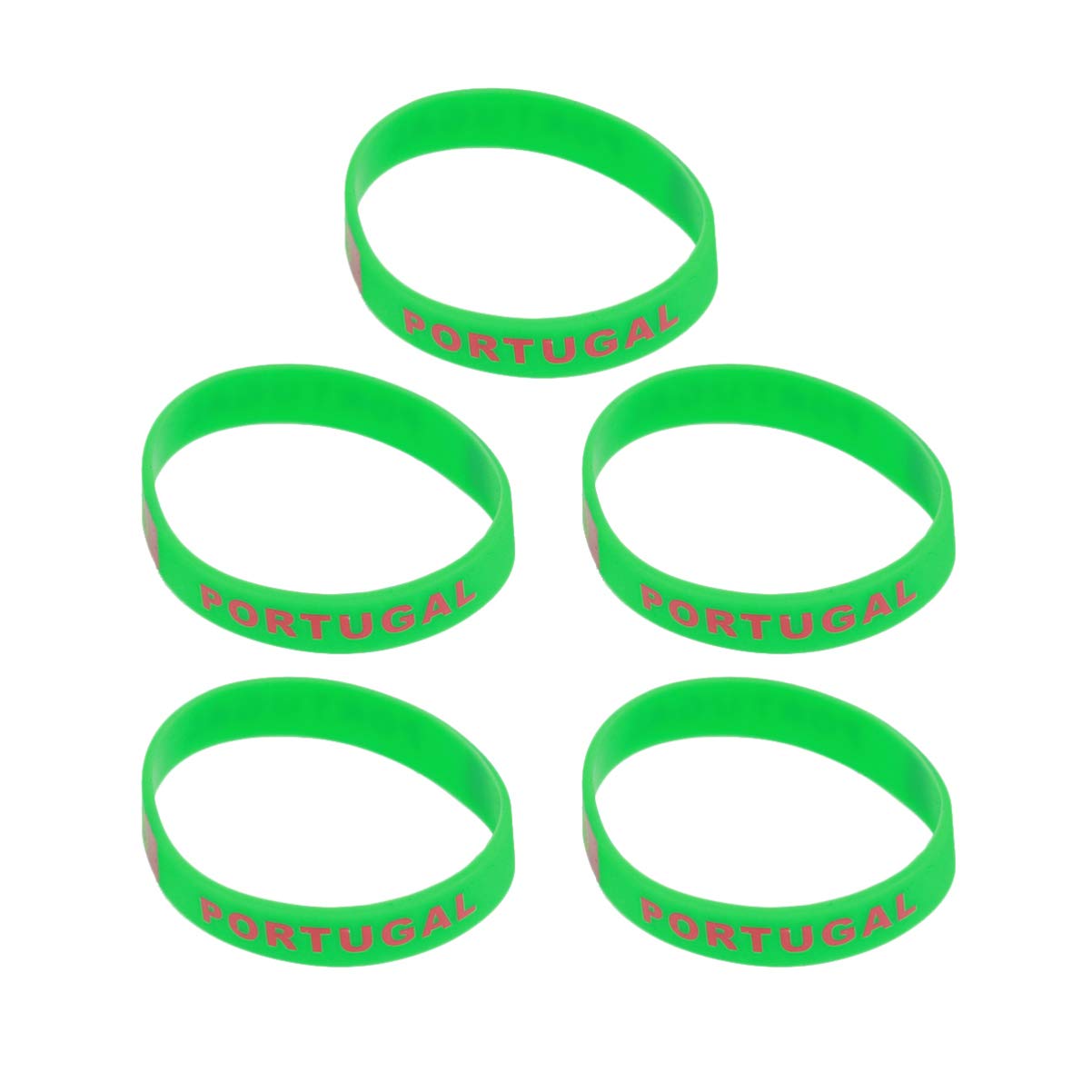 VOSAREA 5pièces Bracelet Imprimé Drapeau Portugal Silicone Décoratif pour Matchs de Football et Sports