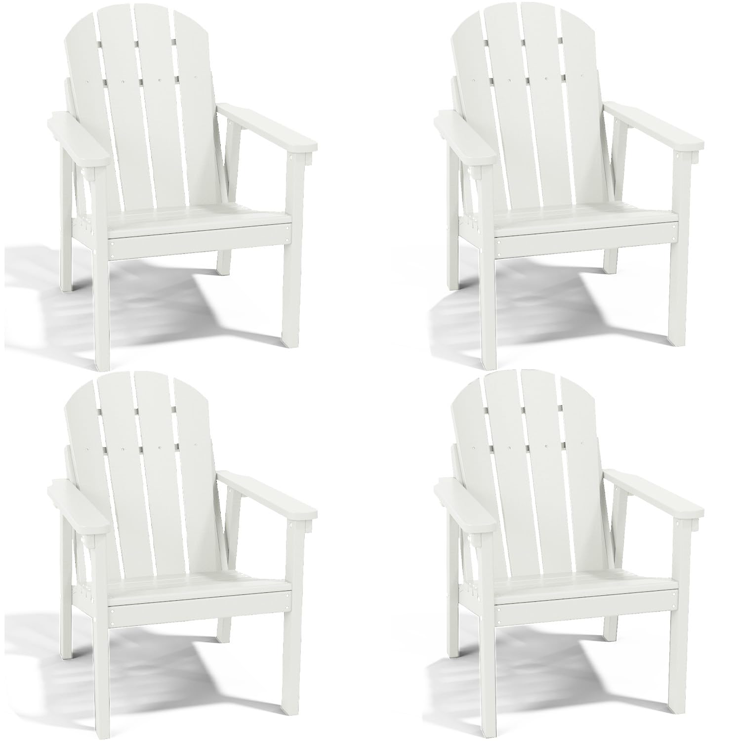 FOLAWO Adirondack Chair Set of 4, All Weather HDPE Fire Pit Chairs, Oversized Plastic Adirondack Chair for Outdoor, Balcony, Deck, Backyard, Patio,