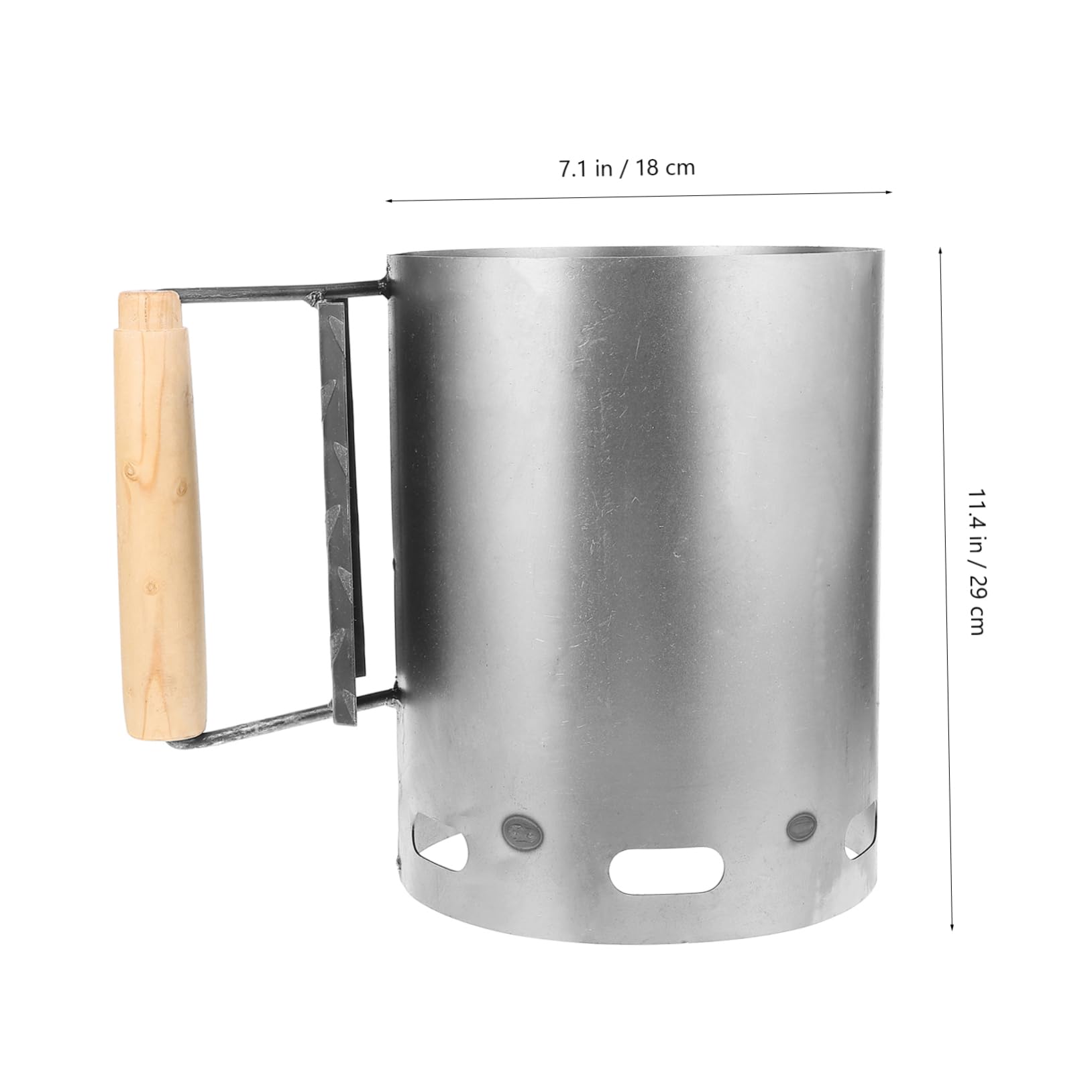 VANZACK Encendedor de Carbón para Chimenea XL de Hierro Mango | Plata, Uso en Barbacoa y Exterior, Enciende Carbón Rápido y Mantiene Combustión Uniforme