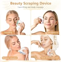 Set de masaj facial cu încălzire Aomig, cu dispozitiv de vibrații pentru lifting și antirid, pentru masajul gâtului și al corpului, cu piatră gua sha 7