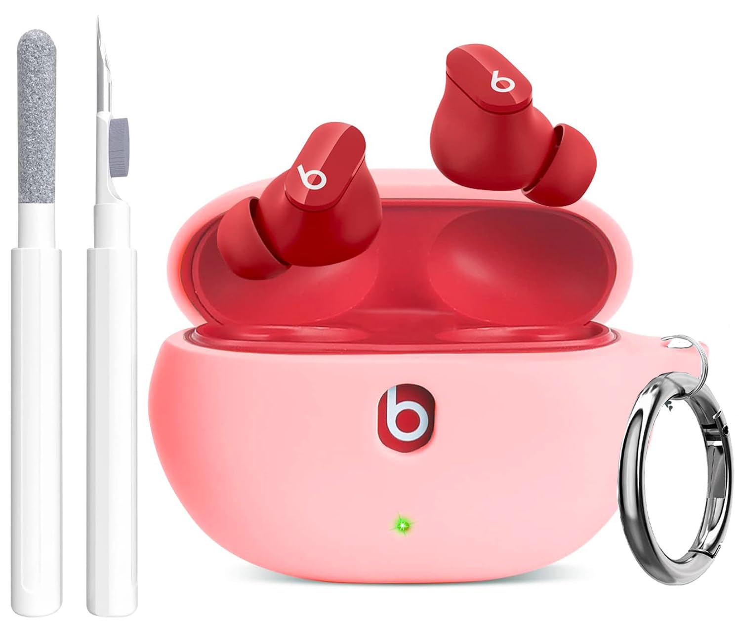 Olytop for Beats Studio Buds/Buds + Case with Cleaner kit 2021/2023, Soft Silicone Cover New Beat Studio Buds Plus Protective Skin with Keychain for