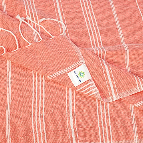 Nature Is Gift 100% Cotton Peshtemal Towels Pestemal Towel Thin Camping Bath Sauna Beach Gym Pool Blanket Fouta Towels Absorbent Easy Care Size 36X70 Inches Dark Coral #TOP1