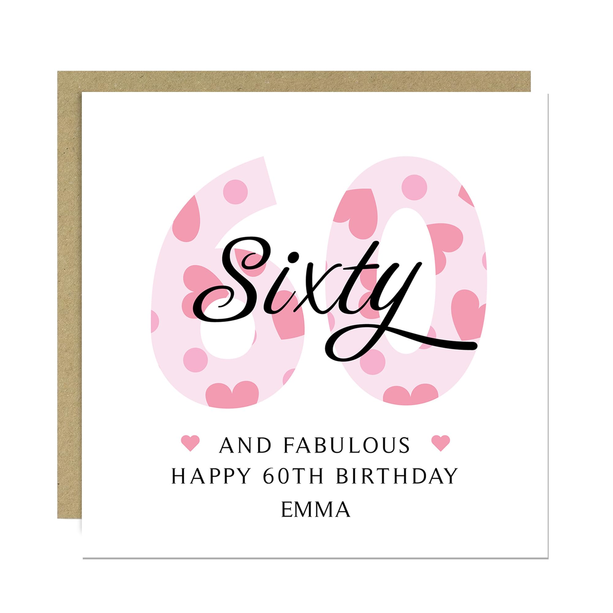RED OCEAN Personalised 50 And Fabulous Birthday Cards For Women 30th 40th 50th 60th 70th Birthday Card For Women With Envelope Included Any Name Mum Auntie Nan Nanny (60th Birthday Card)