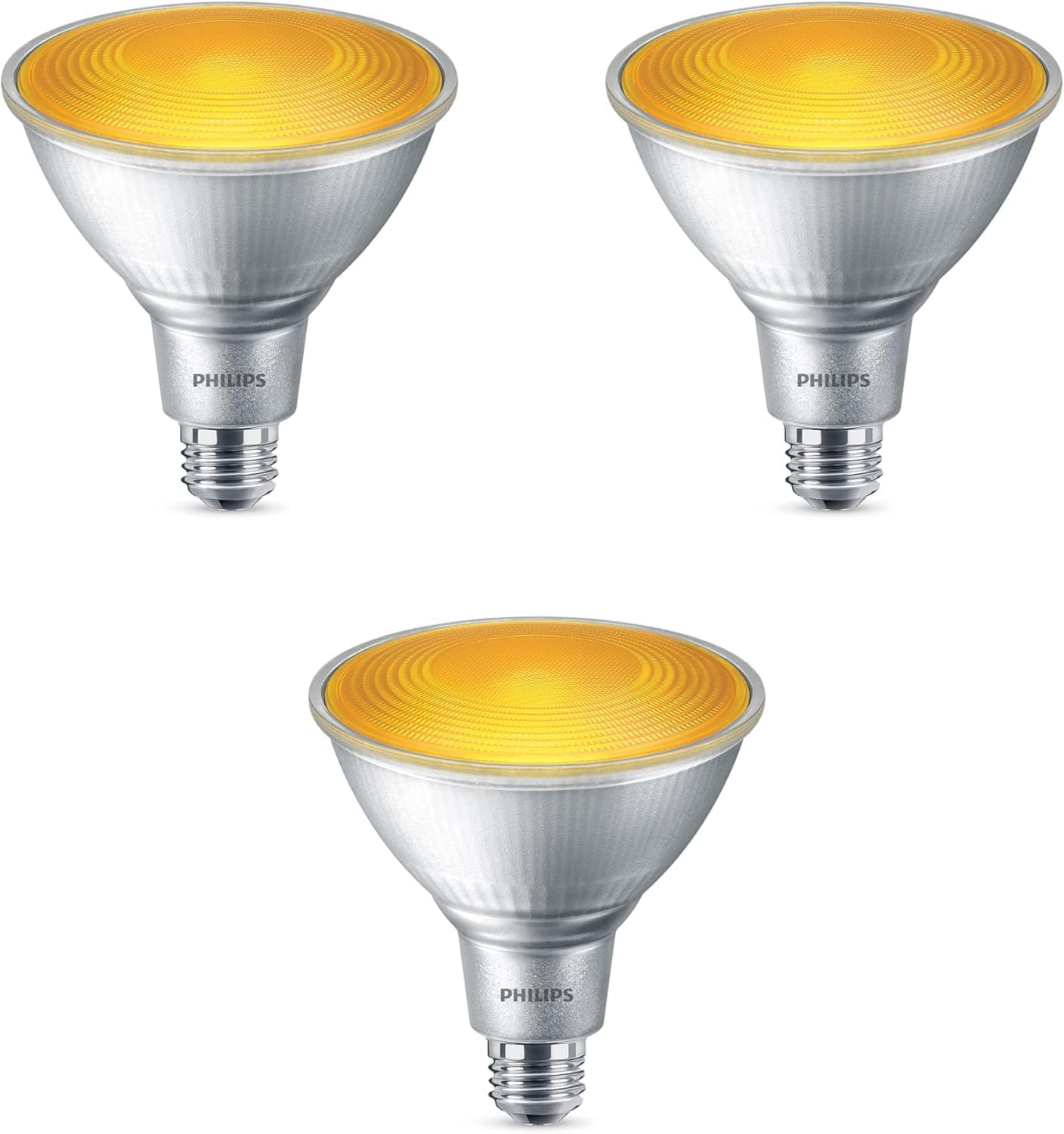 Philips LED 90W PAR38 3-Pack Outdoor Yellow Party (3000K) (13.5W = 90W) Flicker-Free Light Bulbs