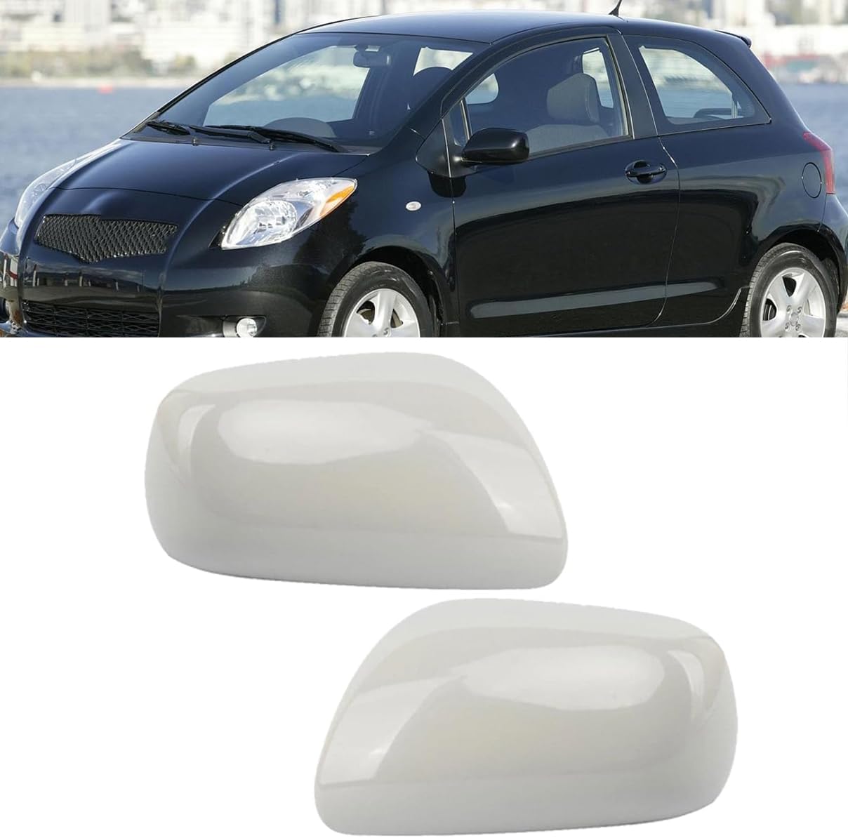 Pair Unpainted Rear View Mirror Cover Cap for Toyota Yaris 2007-2011,for Toyota Prius 2004 2005 2006 2007 2008 2009 Left Driver & Right Passenger Side new Rearview cap (Unpainted)