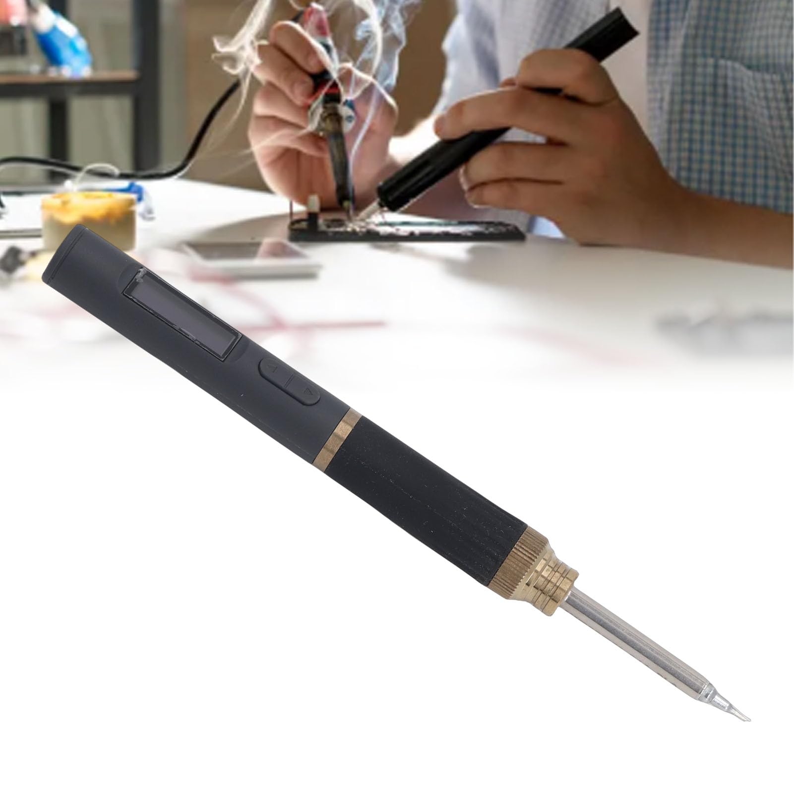 Luocute Kit Saldatore, Saldatore Elettrico da 80 W con Controllo della Temperatura PID, Riscaldamento Rapido, Display OLED, Spegnimento Automatico, con Supporto, per PCB, Circuito (Spina europea)