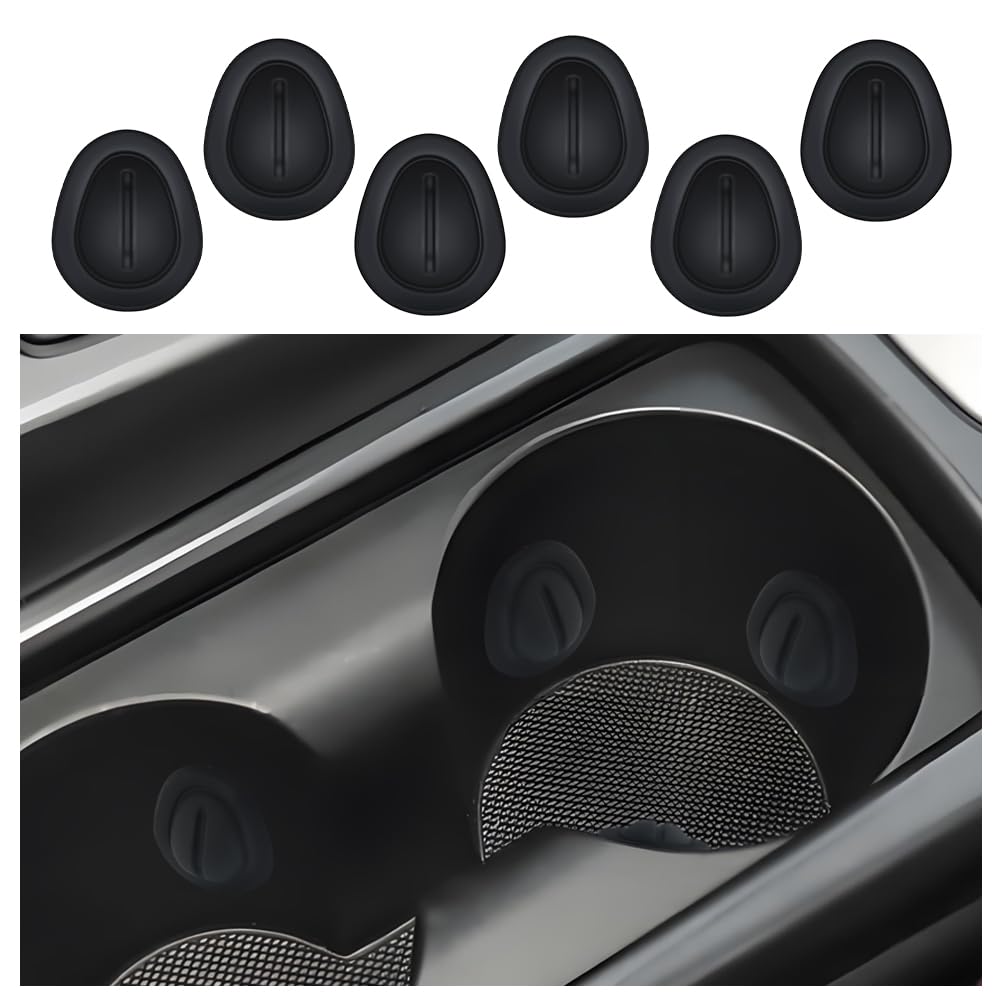 KIFIDAN 6PCS Car Cup Position Limiter,Silicone Car Cup Holder Insert with Self-Adhesive,Universal Interior Car Accessories Anti Shake Cup Coaster for Stabilizing Bottle Fits Car Truck SUV (Black)