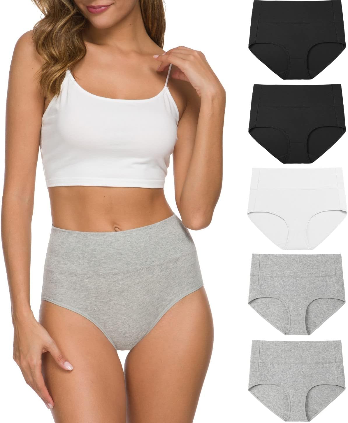 Women High Waist Cotton Knickers C Section Underwear Ladies Full Coverage Briefs Tummy Control Panties Underpants Multipack 5
