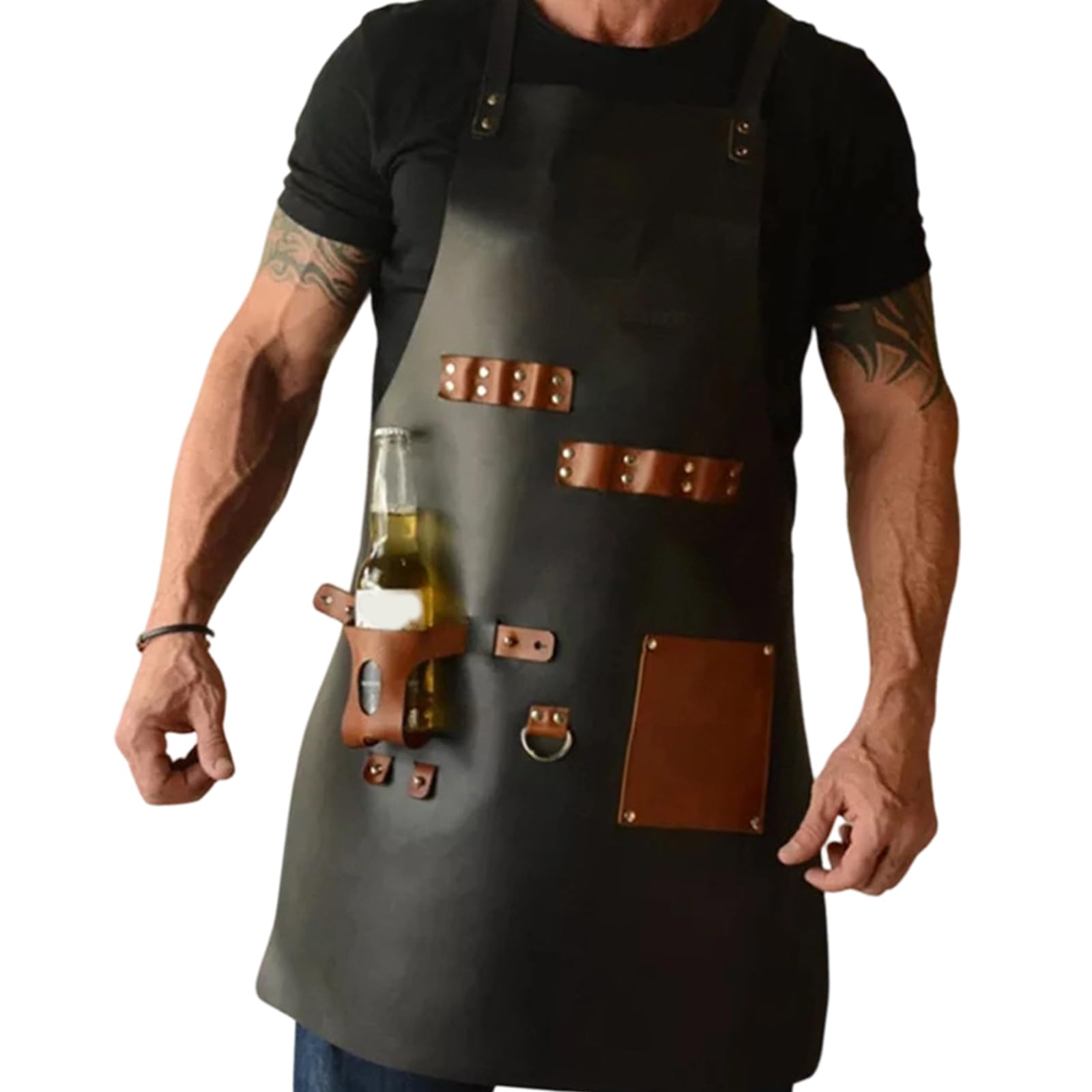 Tsophreniq Strong Yet Soft Synthetic Leather Apron for Home Cooking and Barbecuing with Minimal Maintenance Cook Apron