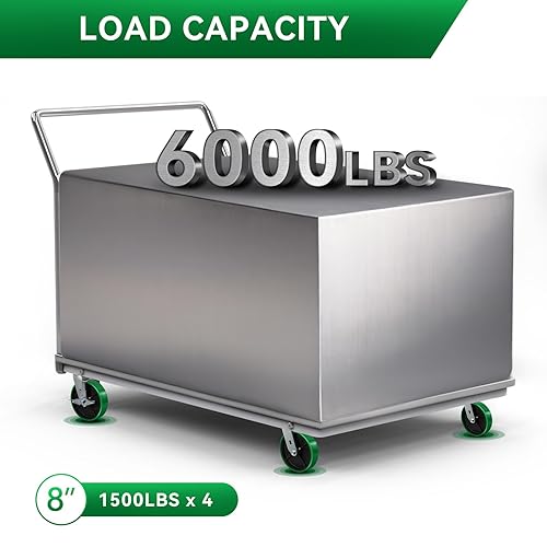 Miniatura 4 de Ruedas giratorias de 8 x 2 pulgadas, ruedas resistentes, rueda de poliuretano, capacidad de hasta 1500 libras. Uso para camión de plataforma,