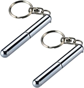 BWESOO 2Pcs Retractable mini pen made of stainless steel Metal Tool Pen Retractable pocket keychain Dad gadgets, birthday, Christmas for Students, Office Staff, Construction Workers Car Keychains