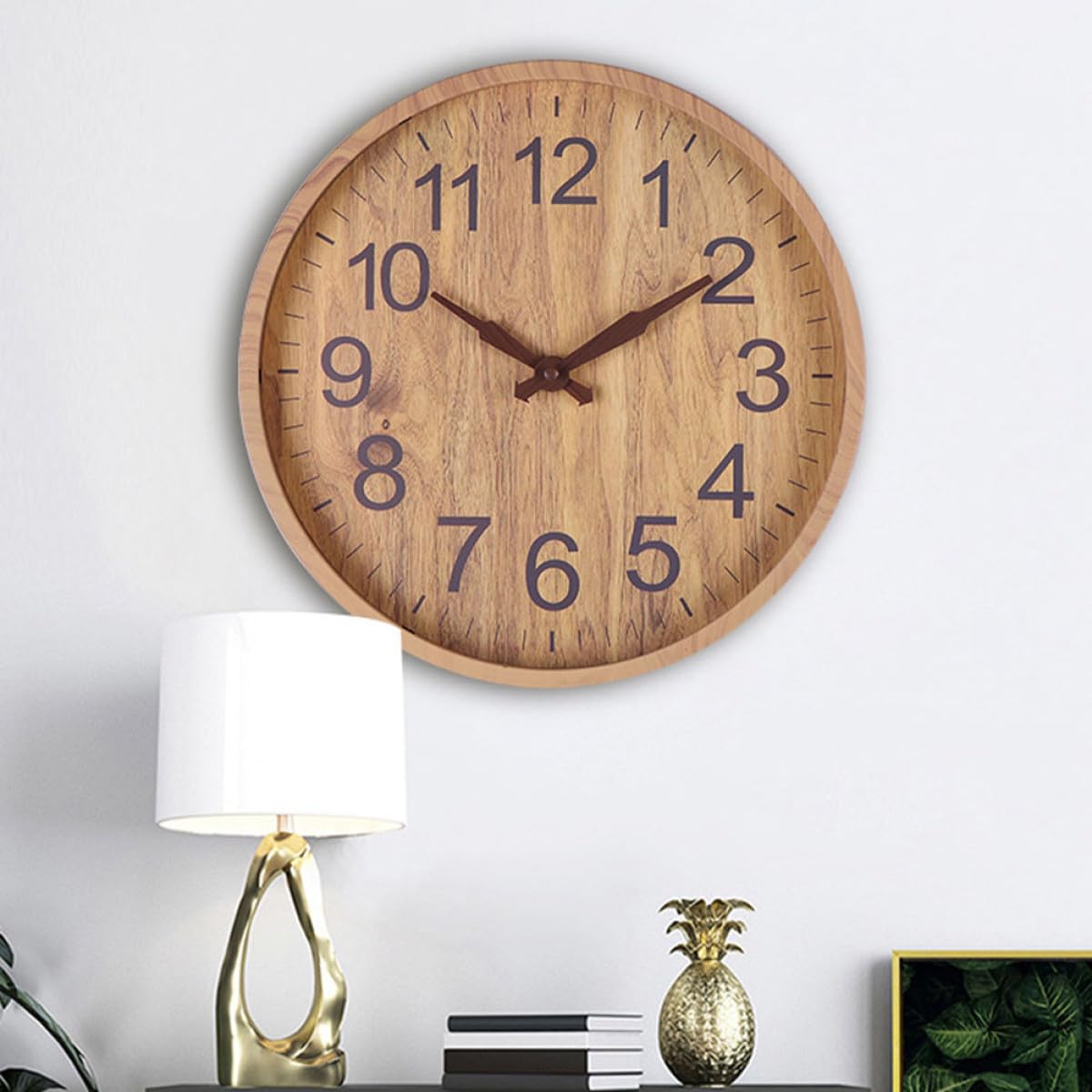 Lautlose Wanduhr mit Holzmaserung 12 Zoll für Wohnzimmer