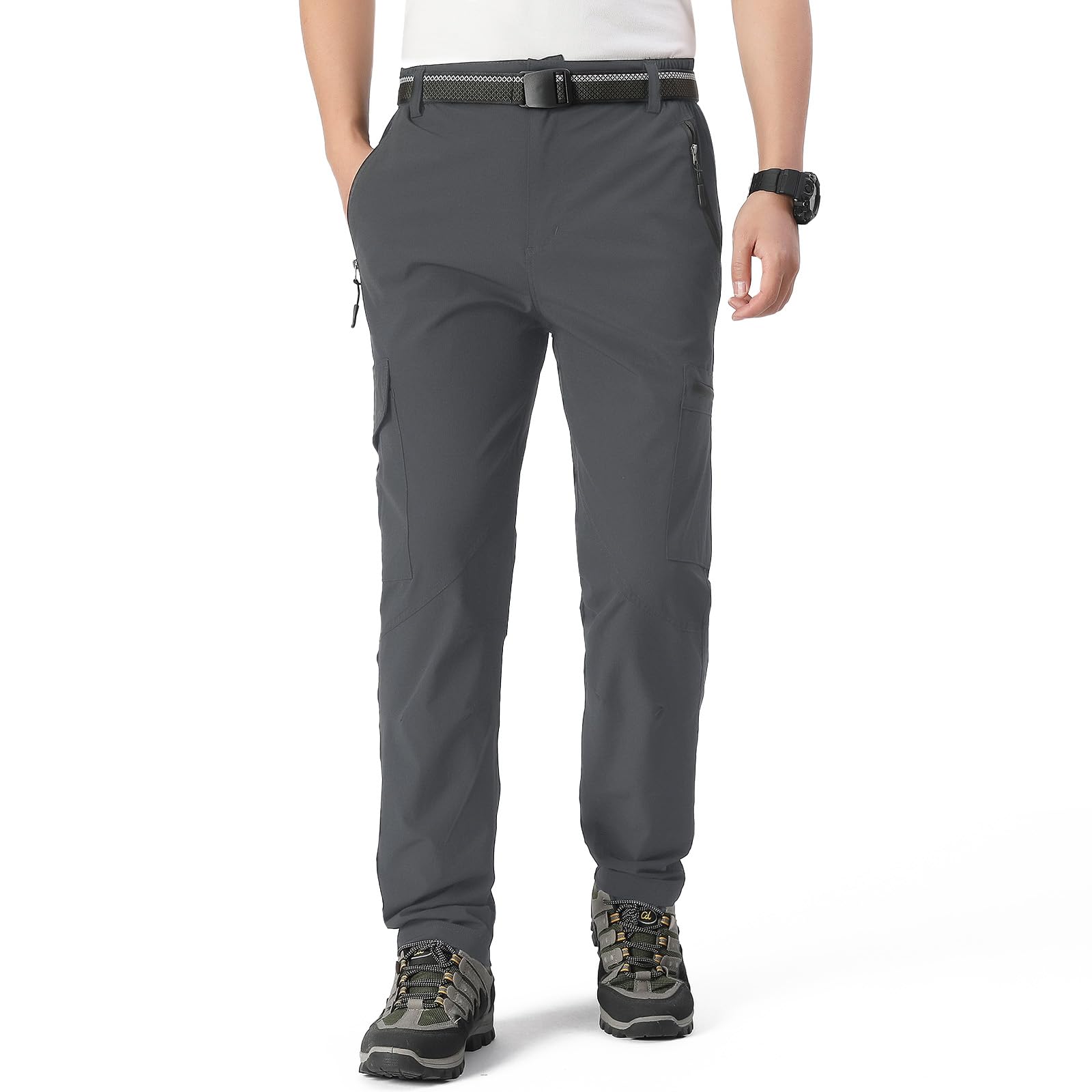 BWBIKE Pantaloni da Escursionismo Outdoor da Uomo - Pantaloni Cargo Leggeri e Traspiranti ad Asciugatura Rapida con 6 Tasche per Pesca e Trekking, Viaggi e Avventure Estive
