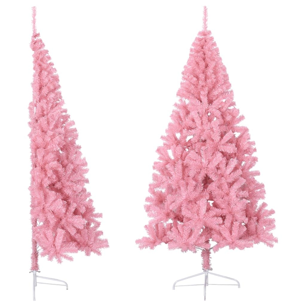 Árbol de Navidad artificial de PVC rosa de 240 cm con soporte de acero resistente, diseño semicircular, 1050 ramas, ideal para decoración festiva