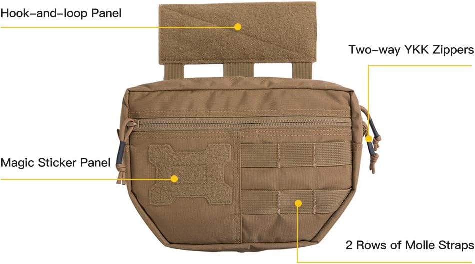 EXCELLENT ELITE SPANKER Tactical Drop Dump Pouch Molle Tool Pouch with Hook & Loop Carrying Kit Bag for Tactical Vest Chest Rig
