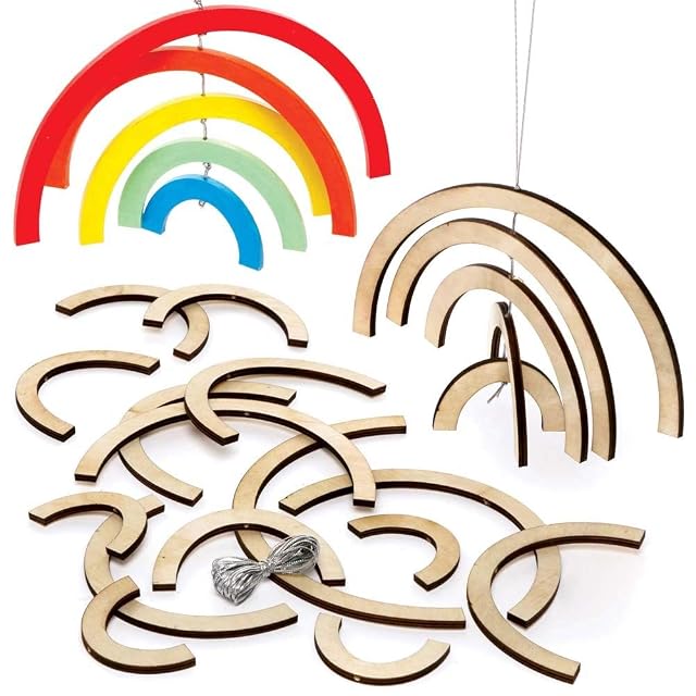 Baker Ross FE125 Kits de decoración Espiral de Madera Arcoíris