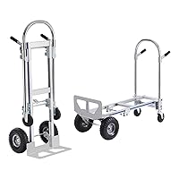 Vista 101 de VEVOR Folding Hand Truck and Dolly, 309 Lbs Capacity, Aluminum Foldable Cart, Heavy-Duty Luggage Trolley Cart with Telescoping Handle and PP+TPR