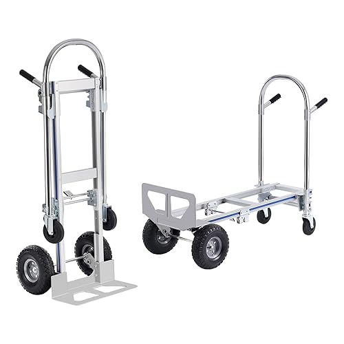 Miniatura 101 de VEVOR Folding Hand Truck and Dolly, 309 Lbs Capacity, Aluminum Foldable Cart, Heavy-Duty Luggage Trolley Cart with Telescoping Handle and PP+TPR