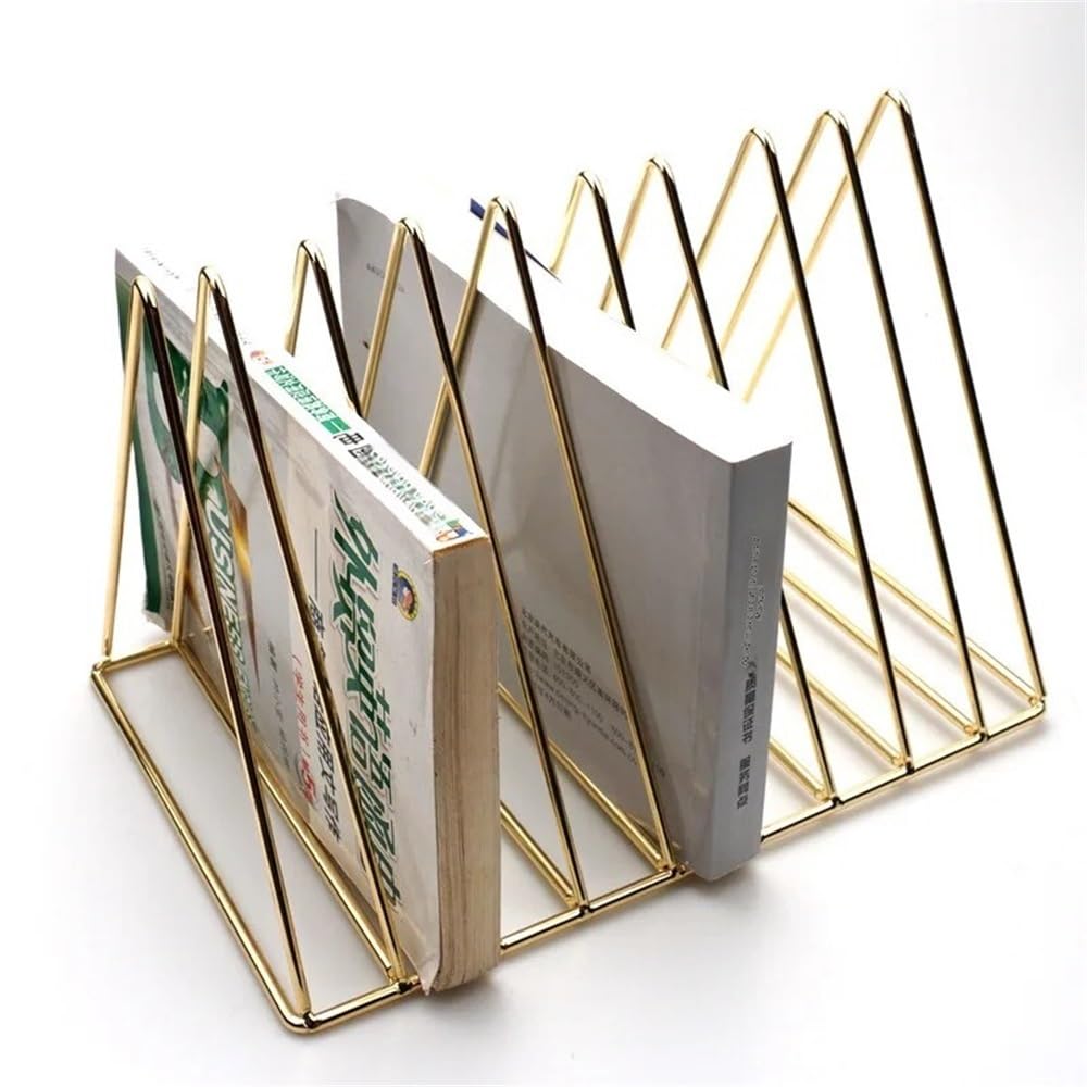 Organizator plików Regał na książki Iron Triangle, biurko do nauki, stojak czasopisma, artykuły biurowe, edukacyjne i kulturalne(Gold)