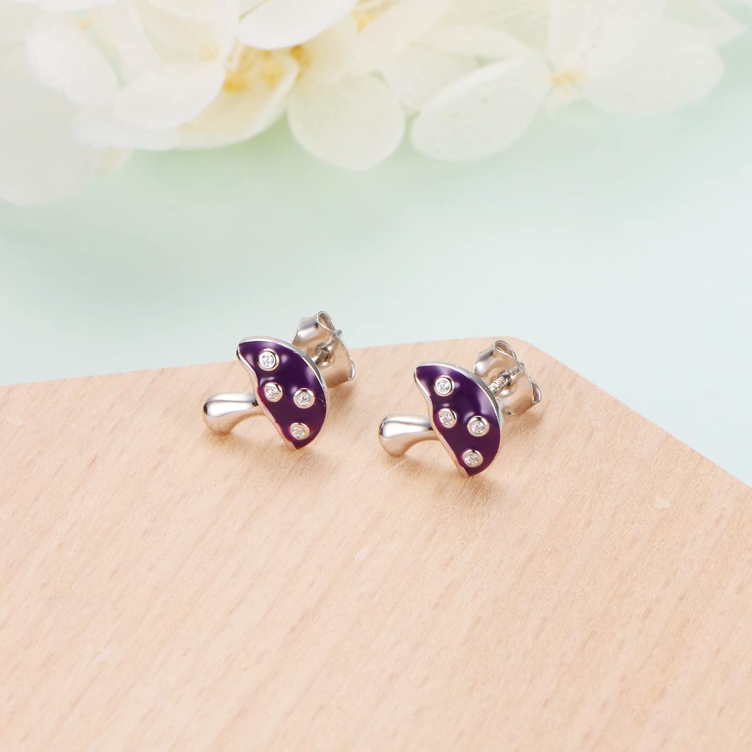 S925 Sterling Silver Cute Mushroom Stud Earrings Lovely Charm Earring Jewelry Gift for Women Teens - Image 2