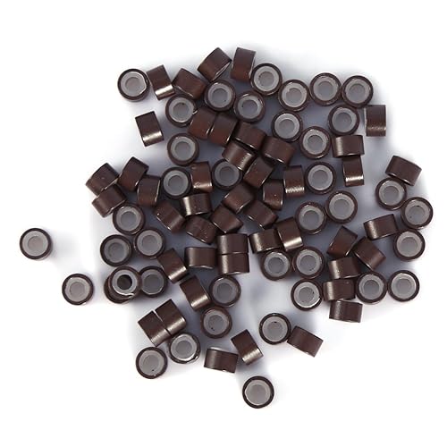 Miniatura 3 de 500 unidades, accesorios para extensiones de cabello, anillos de extensión de cabello, para cabello de peluquero (marrón mediano)