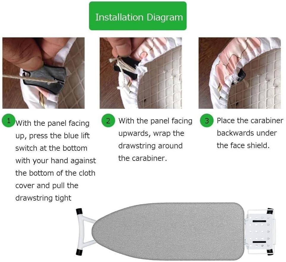 Ironing Board Cover, Large Replaceable Natural Cotton Ironing Board Covers, Plaid Design, Breathable & Washable, Easy Fit with Drawstring, 39 x 120 cm (15 x 47 inches)(Plaid)