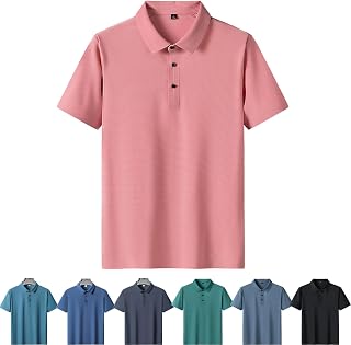XTEES Men's Ice Silk Short Sleeve Polo Shirt, Anti-Wrinkle Quick Dry Cool Feeling Short Sleeve, Mens Classic Polo Shirts